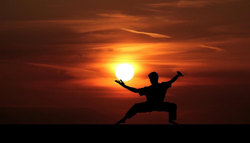 Tai Chi Silhouette at Sunrise
